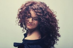 Woman with curly hair